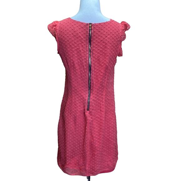 STS Sail to Sable Pink Coral Silk Ruffle Sleeve Swiss Dot Dress Size 2 - Picture 6 of 10